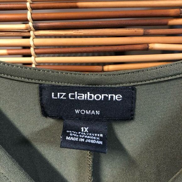 Liz Claiborn Woman Khaki Green Blouse 1X - Picture 3 of 4